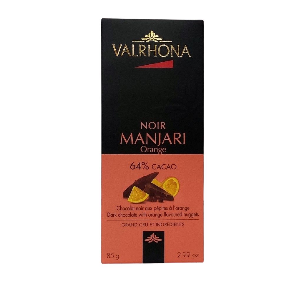 [CJ-0433] Chocolate negro Manjari 64% con pepitas de naranja