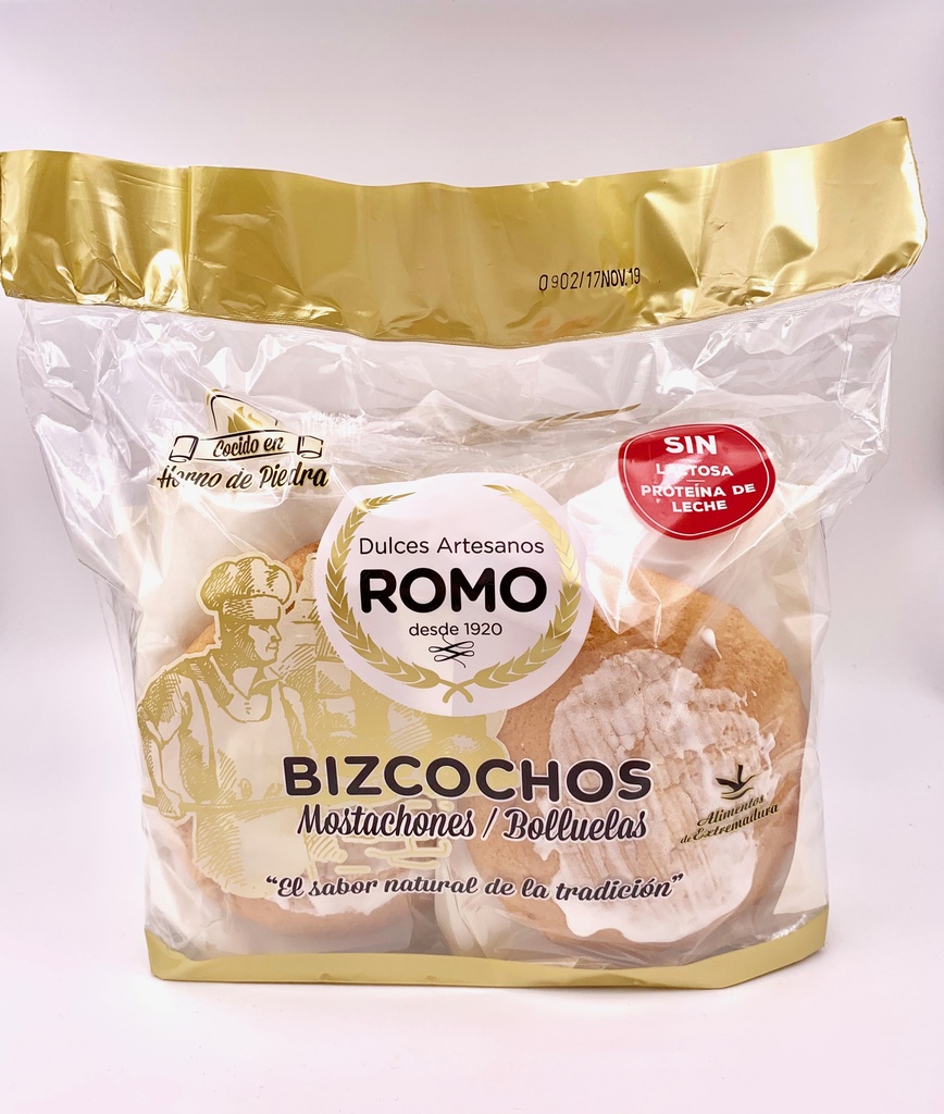 [CJ-0422] Bizcochos Mostachones Mini sin Lactosa Artesanos Romo 280Gr