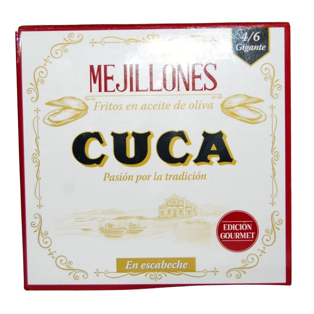 [CJ-0727] Mejillones Fritos en Aceite de Oliva 4/6 Gigantes (Ed. Gourmet) 120 g